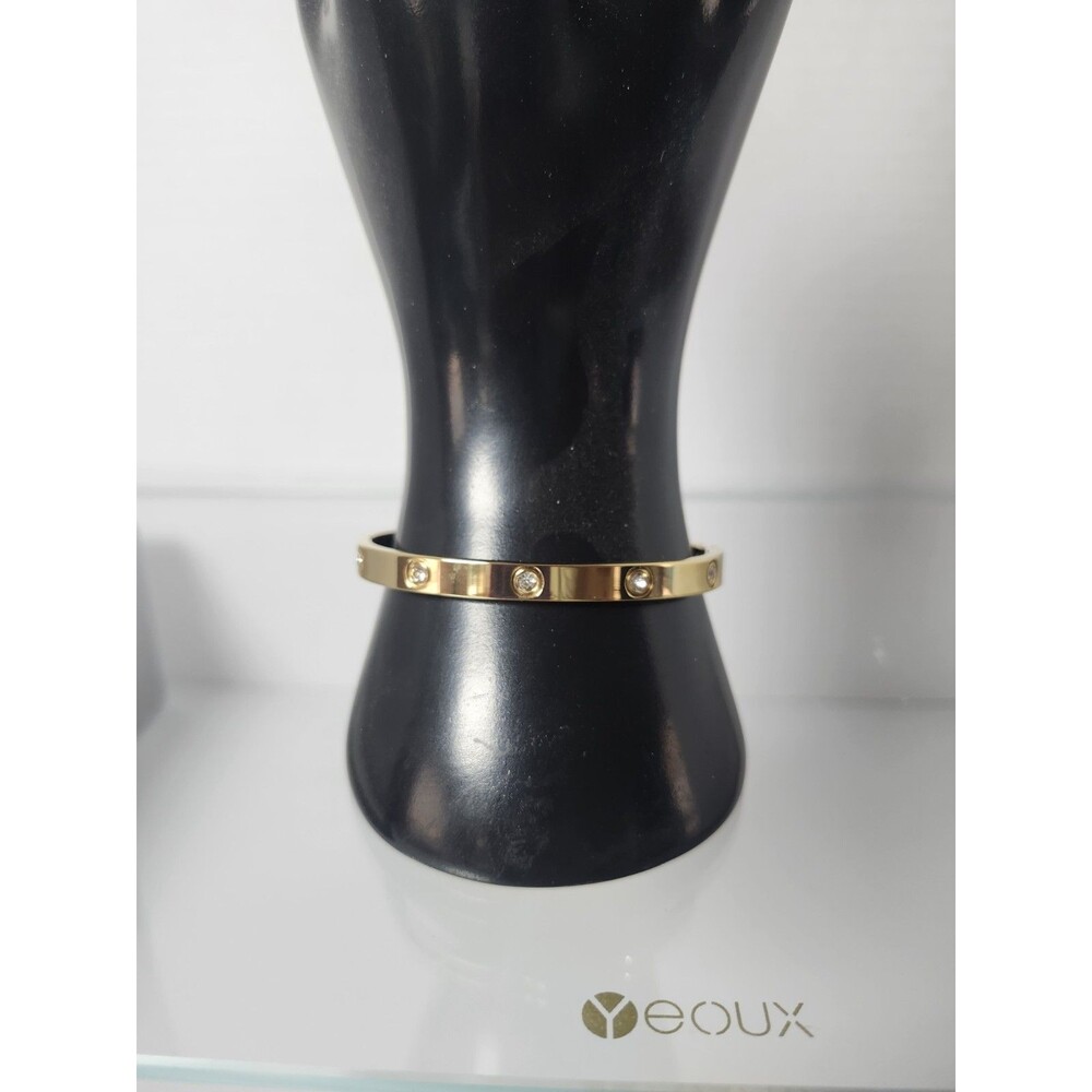 Stainless Steel And Gold Tone Bangle Crystal Bracelet